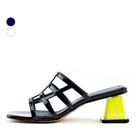 [KUHEE] Sandals 9108K 5.5cm-Middle Heel Strap Slippers Fluorescent Open Toat Sling Bag Handmade Shoes - Made in Korea