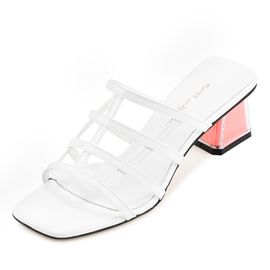 [KUHEE] Sandals 9108K 5.5cm-Middle Heel Strap Slippers Fluorescent Open Toat Sling Bag Handmade Shoes - Made in Korea