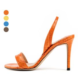 [KUHEE] Sandals 9112K 9cm-Crocker Leather Strap High Heel Summer Shoes Open-Toe Sling Bag Handmade Shoes - Made in Korea