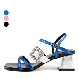 [KUHEE] Sandals 9114K 5.5cm-Strap High Heel Summer Shoes Jewel Buckle Open-Toe Sling Bag Handmade - Made in Korea