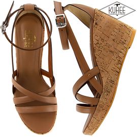 [KUHEE] Sandals 5141 8cm-Wedge Heel Open Toe Strap High Heels Handmade - Made in Korea