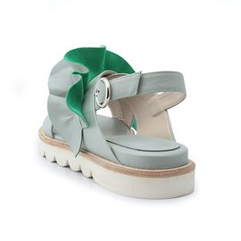 [KUHEE] Sandals RUFFLY 7102 2cm_MINT-Leather Slippers Open-Toat Slingback Casual Handmade Shoes - Made in Korea