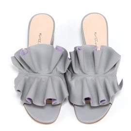 [KUHEE] Sandals 8191K 4cm-Ruffle Slippers Open-Toe Mule Daily Handmade Shoes-Made in Korea