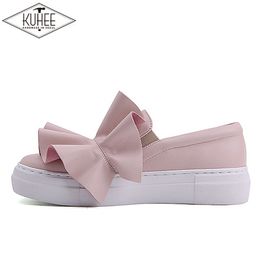 [KUHEE] Slip-on(6702-2-PK) 3.5cm-Sneaker Platform Daily Casual Ruffle Pastel Suede Handmade Shoes-Made in Korea