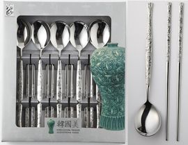 [Solingen] Corea Celadon Stainless Steel Spoon, Chopstick Set (for 5 people), Spoon 5P, Chopsticks 5P _ Made in KOREA