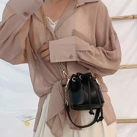 [GIRLS GOOB] Women's Gold Chain Mini Bucket Cross Bag, Shoulder Bag, China OEM