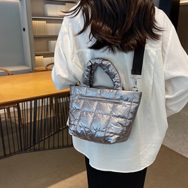 [GIRLS GOOB] Women's Glitter Embossed Padded tote bag Shoulder Bag Handbag, China OEM