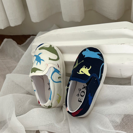 [GIRLS GOOB] Toddler Shoes Slip On Dinosaur Canvas Sneakers for Boys & Girls Fabric Kids Shoes - Made in KOREA