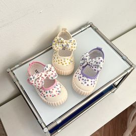 [GIRLS GOOB] Big Bowknot Mary Jane Flat Sneakers for Toddler/Little Kid Fabric Shoes