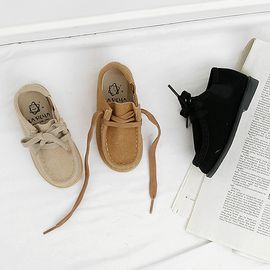 [GIRLS GOOB] Round Toe Ankle Strap Maryjane Suade Kids Shoes - Mary Jane Chunky Platform Oxford Dress Shoe Pumps - Made In KOREA