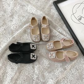 [GIRLS GOOB] Girls Square Jewellery Glitter Fabric Princess Ballet Flats Mary Jane Shoes Dress Shoes - Made In KOREA