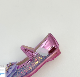 [GirlsGoob] Girls Glitter Fashion Star Ribbon Party Dress Shoes Flat for Kid Toddler with Flashing Light Made in Korea