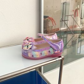 [GirlsGoob] Girls Glitter Fashion Mesh Ribbon Party Dress Shoes Flat for Kid Toddler with Flashing Light Made in Korea