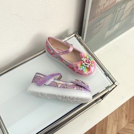 [GirlsGoob] Girls Glitter Fashion Platform Ribbon Party Dress Shoes Flat for Kid Toddler with Flashing Light Made in Korea