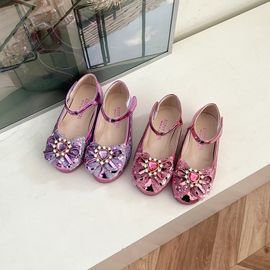 [GirlsGoob] Girls Glitter Fashion Heart Ribbon Party Dress Shoes Flat for Kid Toddler with Flashing Light Made in Korea