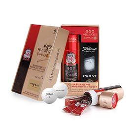 Jung Kwan Jang Red Ginseng Extract Everytime Golf Edition 2023 PRO V1, 6-year-old red ginseng concentrate, 3 Titleist golf balls gift set - Made in KOREA