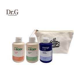 Dr.G Travel Set Pouch, Travel Essentials, Recyclable Pouch, Acidic 2-in-1 Shampoo, High-Moisture Body Wash, High-Moisture Body Lotion, made in Korea.