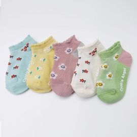 [Gienmall] Toddler Child Socks 5sets Ankle Socks-Character Mesh Spring Summer High Quality - Made in Korea