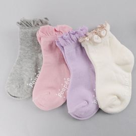 [Gienmall] Toddler Child Socks 4sets socks-Frill Simple Baby Girl-Made in Korea