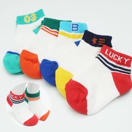 [Gienmall] Toddler Child Socks 5sets Ankle Socks - Boys Girls Sports Lettering Baby Socks - Made in Korea