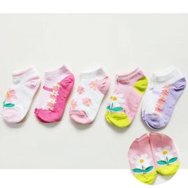 [Gienmall] Toddler Child Socks 5sets Ankle socks-Boys Girls Flower Pastel Color Baby Socks-Made in Korea
