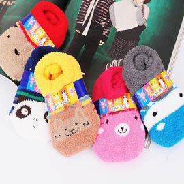 [Gienmall] Baby Toddler Kids Fuzzy Socks 4Pairs-Non Skid Soft Fluffy Socks Cozy Warm Home Sleeping Winter Ankle Crew Socks-Made in Korea