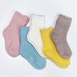 [Gienmall] Baby Toddler Kids Wool Socks 5Pairs-Winter Warm Cozy Soft Crew Boot Socks-Made in Korea