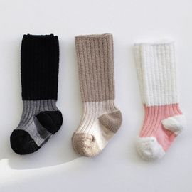 [Gienmall] Baby Toddler Kids Fuzzy Socks 3Pairs-Non Skid Soft Fluffy Socks Cozy Warm Fleece Home Sleeping Winter Ankle Crew Socks-Made in Korea