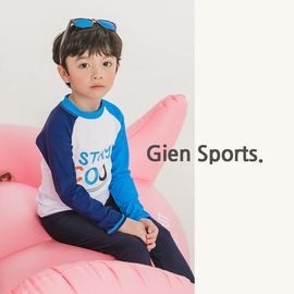 [Gienmall] Boys Girls Kids Two Piece Rash Guard Swimsuits+Sun Hat Sets-Long Sleeve Swim Trunk Sunsuit Swimwear-Made in Korea