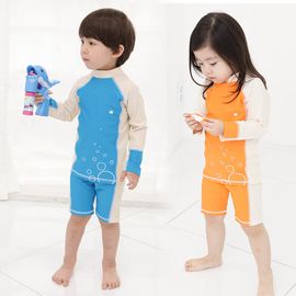 [Gienmall] Boys Girls Kids Rash Guard+Sun Hat Sets-Long Sleeve Swim Trunk Sunsuit Swimwear-Made in Korea