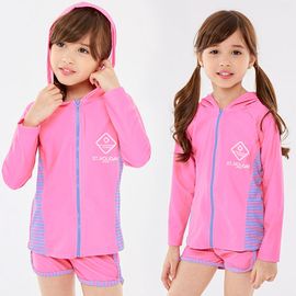 [Gienmall] Boys Girls Kids Two Piece Rash Guard Hoodie top+panty+pants Sets-Long Sleeve Swim Trunk Sunsuit Swimwear-Made in Korea