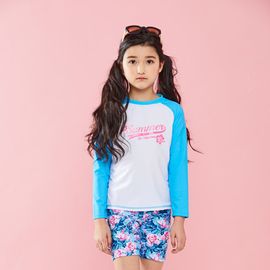 [Gienmall] Boys Girls Kids Three Piece Rash Guard top+Pants+Sun Hat Sets-Long Sleeve Swim Trunk Sunsuit Swimwear-Made in Korea