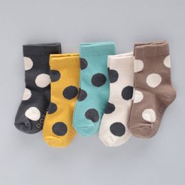 [Gienmall] Toddler Child Cotton Crew Socks 5Pairs-Boys And Girls Simple Basic Character Baby Fashion Socks-Made In Korea