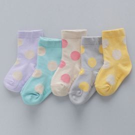 [Gienmall] Toddler Child Cotton Crew Socks 5Pairs-Boys And Girls Simple Basic Character Baby Fashion Socks-Made In Korea