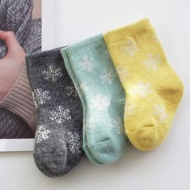 [Gienmall] Kids Wool Socks For Boys Girls 3Pairs-Warm Hiking Thermal Winter Cozy Soft Thick Toddlers Crew Boot Socks-Made In Korea