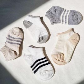 [Gienmall] Toddler Child Socks 5sets socks-Boys and girls simple basic character Mesh baby socks-Made in Korea