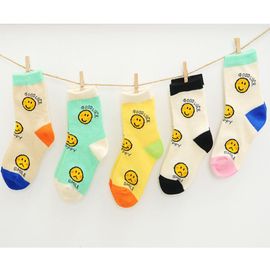 [GN_MALL] Children's socks g-colored smile 5sets_for boys and girls Common socks _Made in KOREA