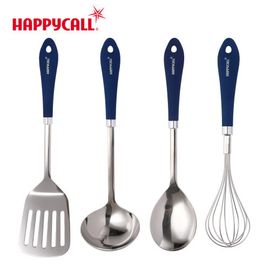[HappyCall] New-Grip Navy Stainless Cooking Tools 4 Types, Ladle, Spatula, Cooking Spoon, Whisk - Made in Korea
