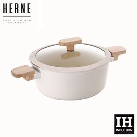 [NEOFLAM] Herne IH Double-Handle Pot 20cm Cream Beige, Eco-friendly Ceramic Coating, PFOA and PFOS-Free, Can Be Used On Induction, Gas Stove, Highlights - Made in Korea