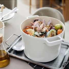 [NEOFLAM] FIKA Pasta Pot Deep Stockpot Set(with a Glass Lid, Pasta insert)-Full Induction ceramic-Made in Korea