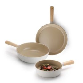 [NEOFLAM] FIKA frying pan set(18cm Petite Wok, 26cm Wok, 28cm frying pan)-Full Induction ceramic-Made in Korea