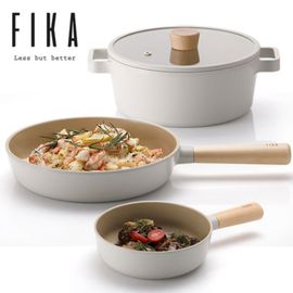 [NEOFLAM] FIKA Cookware set(18cm Petite Wok, 22cm Stockpot, 28cm frying pan)-Full Induction ceramic-Made in Korea