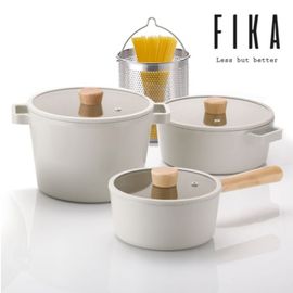 [NEOFLAM] FIKA Stockpot set(18cm/22cm Stockpot, 22cm Deep Stockpot+Stainless Steel insert)-Full Induction ceramic-Made in Korea