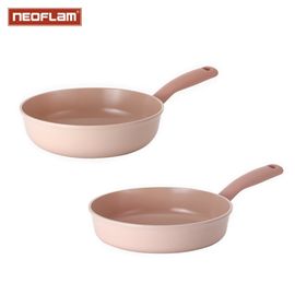 [NEOFLAM] Sherbet Cookware Fry Pan set(26cm Wok / 26cm Fry Pan)-Full Induction, GAS, ELECTRIC, HALOGEN, ceramic-Made in Korea