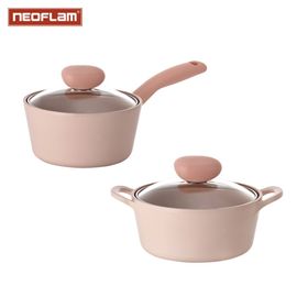 [NEOFLAM] Sherbet Cookware 18cm Pot set(Sauce Pan / Stock Pot)-Full Induction, GAS, ELECTRIC, HALOGEN, ceramic-Made in Korea