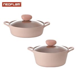 [NEOFLAM] Sherbet Cookware 22cm Pot set(Stock Pot / Stew Low Stock Pot)-Full Induction, GAS, ELECTRIC, HALOGEN, ceramic-Made in Korea