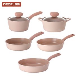 [NEOFLAM] Sherbet Cookware set(18cm Sauce Pan / 18cm Stock Pot / 20cm, 26cm Fry Pan / 26cm Wok)-Full Induction, ceramic-Made in Korea