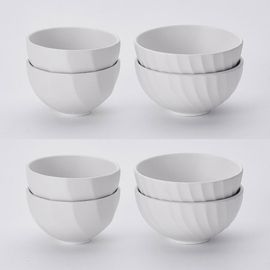 [NEOFLAM] Set of 8 RONDA Ceramic Korean Rice & Soup Bowls-Dishwasher & Microwave Safe-Made in Korea
