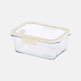 [NEOPLAM] GLACE Z Glass Vacuum Airtight Container Rectangular 1200ml – IVORY _A Revolutionary Vacuum Airtight Container Made Entirely of Glass