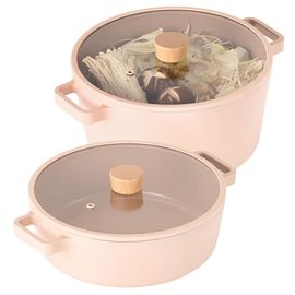 [Neoflam] FIKA OBJET Mini Peach Pot 2-Piece Set ( 22cm Shallow Pot + 26cm Stockpot )_ Stylish and Eco-Friendly Premium Cookware  _Made in Korea